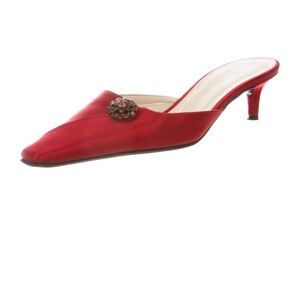 Vera Wang Satin Embellish Kitten Heels Mules
